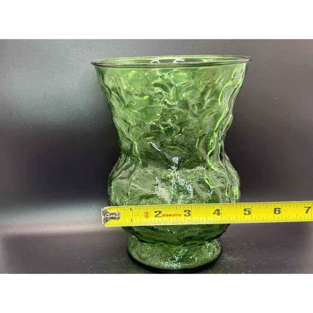 1 Vintage X Large EO‎ BRODY CO Hoosier Emerald Green Glass Vases Crinkle Design